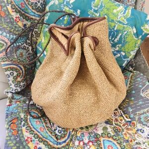 Eddie Bauer straw slouch bag cross body or back pack